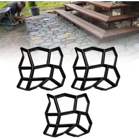 Set of 3 DIY paver molds - 43 x 43 x 4 cm - For concrete, sidewalk, paving stones, patio slabs