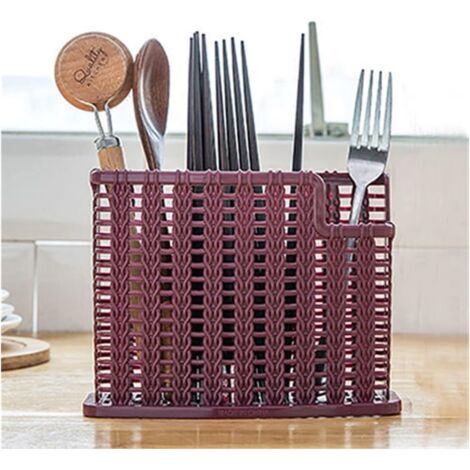 Cutlery Holder Drainer Utensil Drying Racks Drain Cutlery Organizer Spoon Fork Chopstick Holder Kitchen Utensil Tray for Kitchen Organizer Dish Drying Rack（Purple）