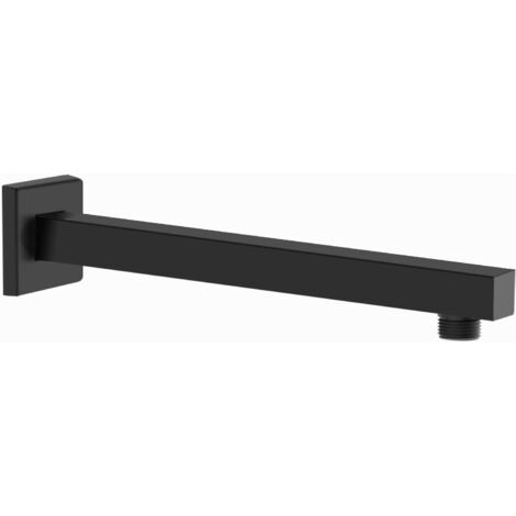 Shower Arm, Wall Mounted Shower Arm, 201 Stainless Steel Square Shower Extension, Rain Shower Head Extension (Black 40mm)