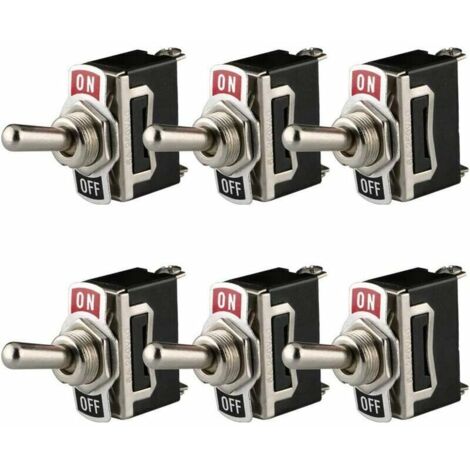 Rocker Switch 12V-24V-48V-110V/10A, SPST Metal Toggle Switch, On/Off 2 Position 2 Pin, for Car Dashboard Light Pack of 6, Black (1/5)