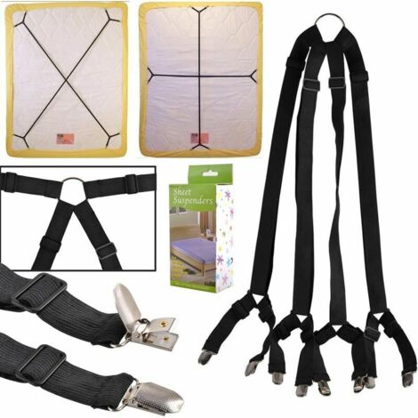 Bed Sheet Straps Suspenders Gripper Support Closure Clips One Lot Long CrissCross Adjustable Bed Sheet Mattress Bands (1/5)