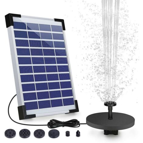 5w outdoor solar fountain, solar pond pump with battery and 6 nozzles, for birdbath aquarium garden fountain (1/5)