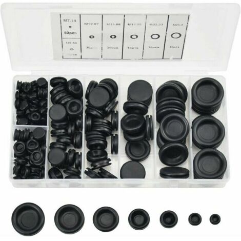 170 Pcs Rubber Plugs, 7 Sizes Rubber Grommets Hole Plug with Organizer Case Electrical Wire Ring Gasket Kit for Car Water Pipe Pump (1/5)