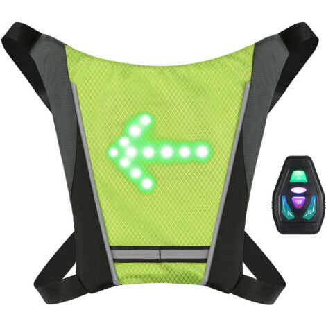 LED Turn Signal Bike Pack USB Rechargeable Reflective Vest Direction Indicator Backpack Safety LED Backpack Wireless Remote Control Bike Bag Sports Vest Riding Bag (1/5)