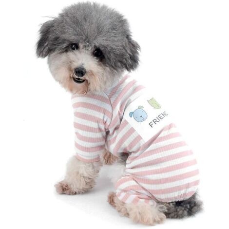 Comfortable Small Dog Cotton Striped Winter Pet Pajamas - Puppy and Cat Clothes - Dog Pajamas - Yorkshire Shirt Size S