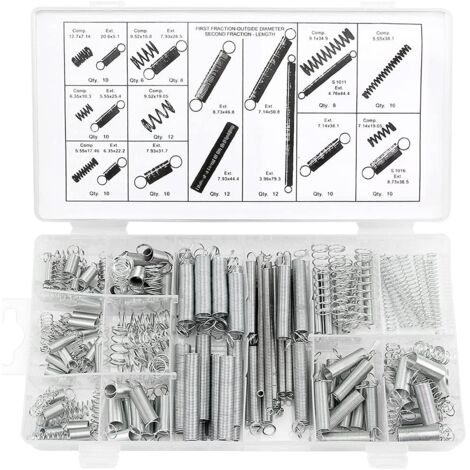 20 Sizes Extension and Compression Springs Assortment Small Galvanized Steel Springs with Storage Box 200 Pieces