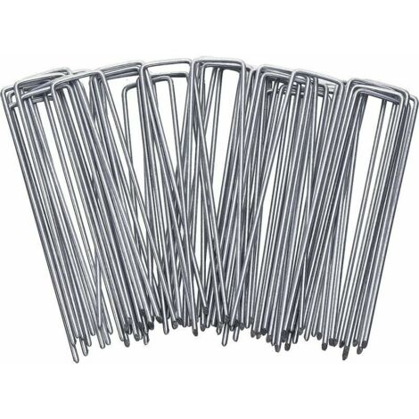 Mulching for Plant Garden Stakes 100pcs 15cm U Shaped Galvanized Landscape Staples thsinde (1/5)