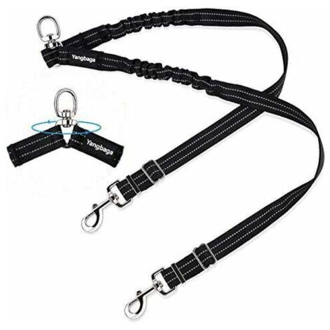 Double leash, adjustable and 360° rotatable, leash for 2 dogs, reflective elastic leash, for small, medium and large dogs (1/5)
