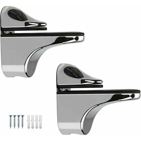 2 Piece Adjustable Glass Shelf Bracket, Support for 5-22mm Thick Wood/Glass Shelves - Duckbill (1/5)