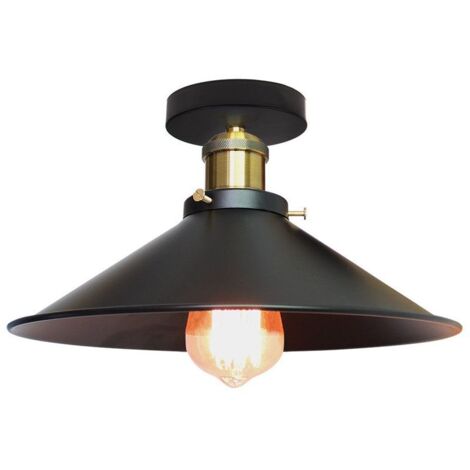 30CM Ceiling Lamp Umbrella Hat Design, Retro Industrial Metal Chandeliers E27 - Black (1/5)