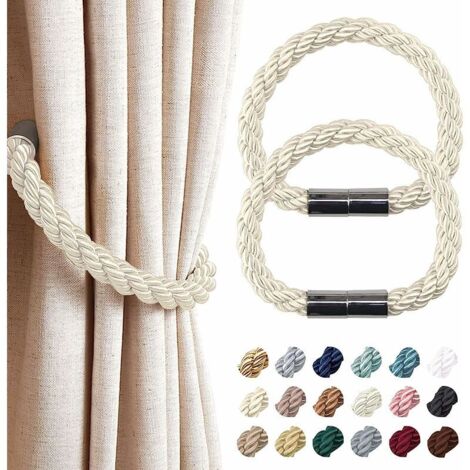 2 Packs Beige Color Strongly Magnetic Curtain Tiebacks Simple Style Modern Curtain Tiebacks Decorative Fabric Curtain Tiebacks For Living Room (1/5)