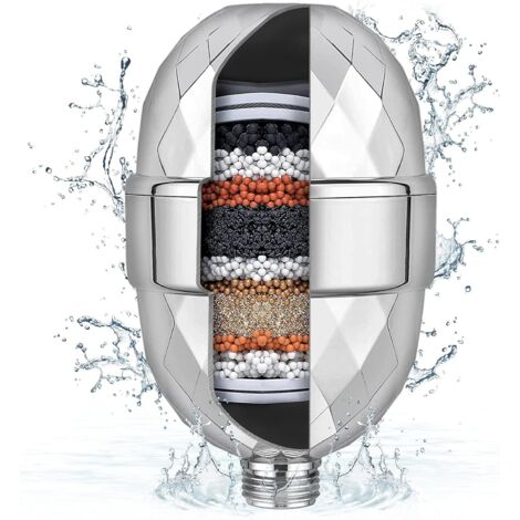 Shower Limescale Filter, 15 Stage Shower Filter with Vitamin C and High Pressure, Water Softener Removes Chlorine and Heavy Metals, Revitalizes Skin Hair Nails (1/5)