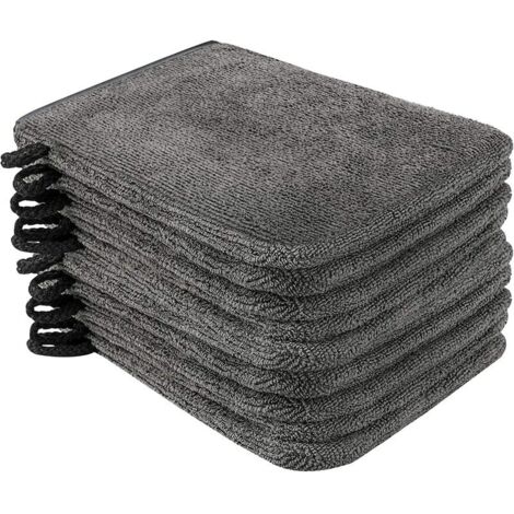 Pack of 10 Microfiber Washcloths (Grey) Size 15 x 21 cm, Terry Cloth Bath Gloves 7lXwTupqWFO (1/5)