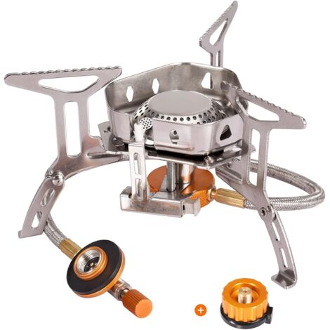 Portable Gas Camping Stove with Adapter Windproof Camping Burner 3500W Ultralight Gas Stove Piezo Ignition Foldable Camping Gas Stove for Camping/Hiking/Trekking (1/5)