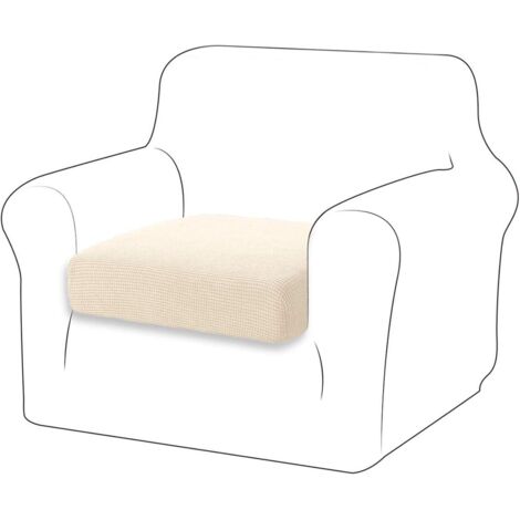 Stretch Cushion Cover Sofa Cushion Furniture Protector Cover Couch Seat Cover for Couch Single Seat Cushion Cover for Chair (1 Seater, Ivory White)