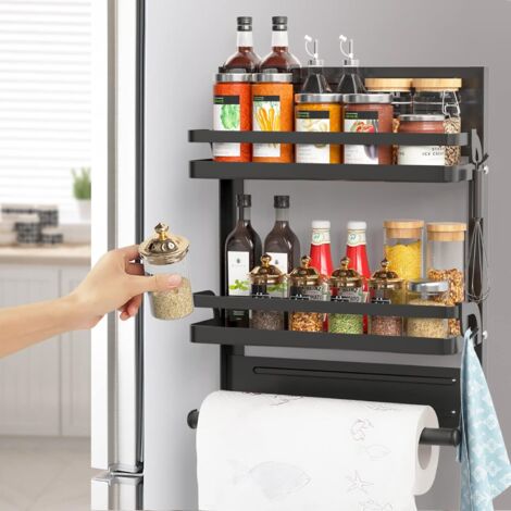 Magnetic Refrigerator Shelf, Foldable Fridge Magnet Shelf, Wall-Mounted Spice Rack, Multifunctional Spice Rack Suitable for Refrigerator, Kitchen/Bathroom Wall (1/5)