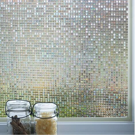 Privacy Window Film 3D Decorative Window Film Electrostatic Window Self-adhesive Anti-UV Film (44.5cm X 200cm）