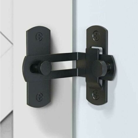 90 Degree Flip Door Latch Bolt Barn Door Lock Right Angle Curved Door Buckle (Black), (1/5)