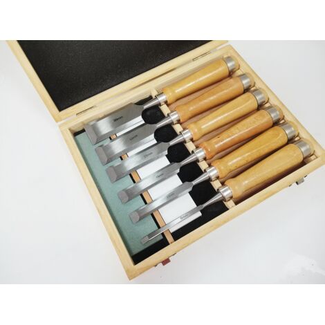 Wood chisel set, includes 6 chisels, 2 sharpening stones and a box, for beginners and professionals, suitable for woodworking