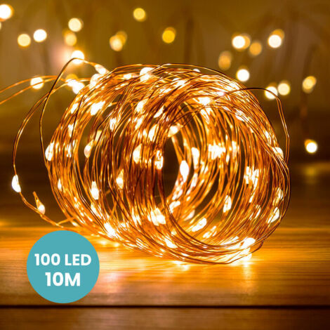10M Copper Led Garland - 100 Led Fairy Lights - Led Garland for Bedroom Decoration, Christmas Decoration, Poetic and Romantic Atmosphere - Copper (1/5)