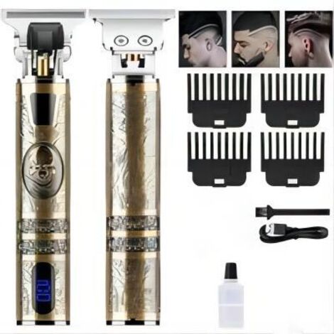 Professional Hair Clipper for Men, Easy Trim Electric Shaver, USB Rechargeable Beard Trimmer, Men's T-Blade Trimmer with 3 Combs and LED Display