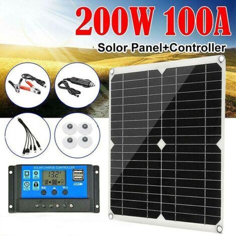 200W 100A 12V Solar Panel Kit Battery Charge Controller Caravan Boat Outdoor,