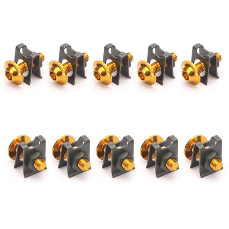 10 Pieces Motorcycle M6 6Mm Fairing Bolts Kit Coil Speed Fixing Clip Screw Nut, Gold (1/5)