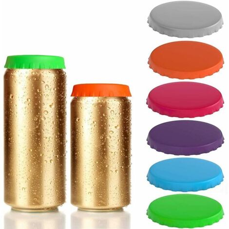 Silicone Soda Can Lids, Set of 6 Reusable Soda/Beverage/Beer Can Lids, Can Lids, Can Stoppers, Can Lid, Can Saver, (1/5)