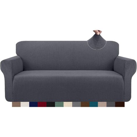 1 Piece Jacquard Stretch Sofa Cover 3 Seater Sofa Cover with Armrests Sofa Cover (3 Seater, Grey)