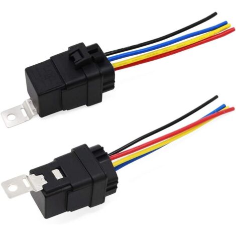 2pcs Waterproof Integrated Automotive Relay,40A SPST Car Switch Relay 4 Pin Auto Relay Car Relay with Colored Wire Harness for Car Truck Motorcycle Boat,12V 4Pin (1/5)