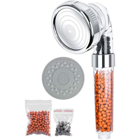 Shower Head Hand Shower 3 Modes with Mineral Beads High Pressure Hand Shower Water Saver and Extra Mineral Spheres Pack O9xPgz3cz (1/5)