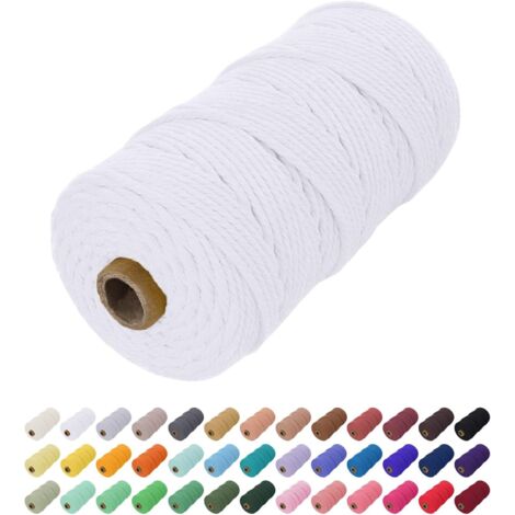 Macrame Rope 2mm x 200m, Cotton Macrame Thread Natural Cotton Rope, Macrame Cord Twine 2mm Cord for Wall Hanging, Wall Plant Holder, Curtain, Bohemian Decoration (White)-