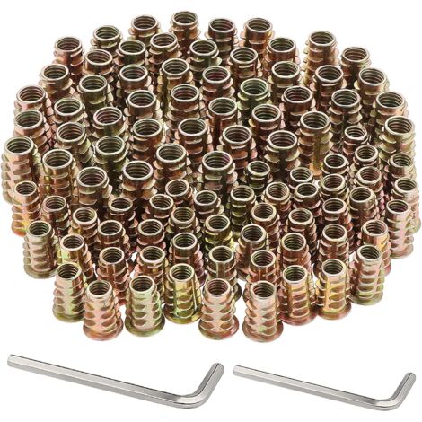 100 PCS M6×15, M8×20 Zinc Alloy Threaded Hex Nut, Wood Threaded Nuts for Furniture, Insert Nuts Assortment (1/5)