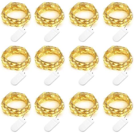 12 Pack Battery Operated String Lights (Included) 2M 20 LED Copper Wire Fairy Lights Warm White for Christmas Decoration, Wedding, Party, Costume (Comes with 6 Spare Batteries) (1/5)