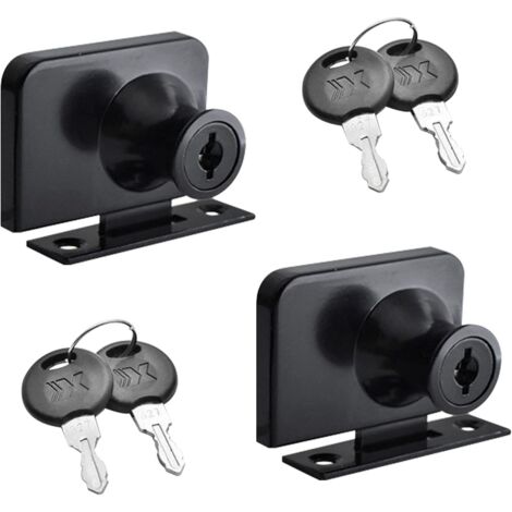 CCYKXA 2 Pack Zinc Alloy Glass Door Locks for Glass Cupboard Door with Key Double Opening Lock for 3-7mm Thickness Glass Door (Matte Black) (1/5)