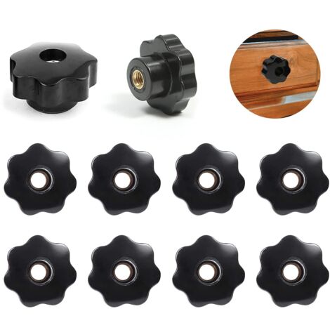 M8 nut, 10 pieces practical clamping nut, internal thread, internal thread, plastic thread, star head, for machine tools, mechanical equipment.