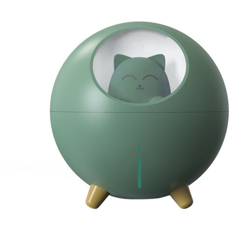 Cat Pet Multi-Mode Colorful LED Night Light Small Mini Spray USB Humidifier Desktop Office Cartoon Atmosphere Light Decompression Gift, Green (1/5)