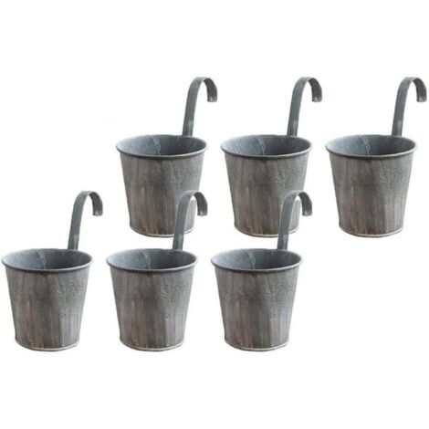 6pcs Vintage Iron Hanging Flower Pots with Hooks for Indoor Outdoor Home Decoration Balcony Garden Trellis