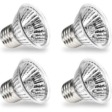 Turtle Heater Lamp, UVA UVB E27 Reptile Lamp, Heating Lamp, Lamp for Reptile Aquarium, Full Spectrum Halogen Lamp for Reptile Lizard Turtle, 4 Pack (50W) (1/5)