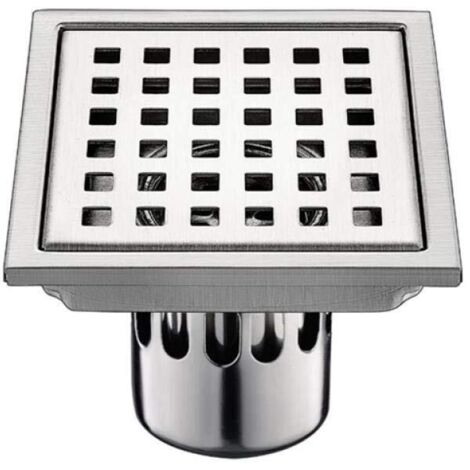 Floor Drain with Grid 1 Piece Stainless Steel Drain 15Cm 15Cm Square Filter Deodorant Anti Backflow Water Leakage (1/5)