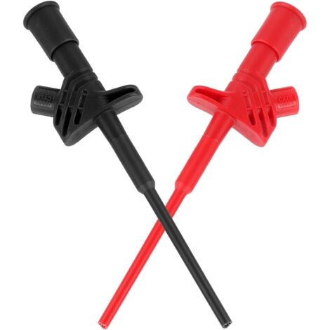 CCYKXA 2 Pcs Multimeter Cable Test Probes, Professional Insulated Quick Test Probe, 10A Insulated Test Tip, Alligator Clip with 4mm Banana Plug, Black + Red (1/5)