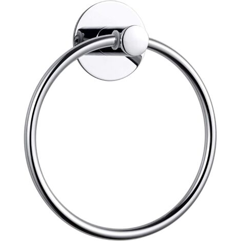 CCYKXA (Silver)Towel Holder, Stainless Steel Towel Ring, 16 cm, Wall Mounted Round Towel Ring for Bathrooms, Kitchens, Bedrooms, etc. (1/5)