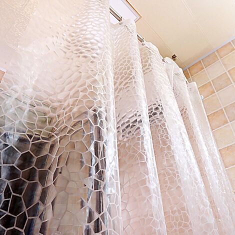 180x200cm(71x79inch) Geometric Shower Curtain, Fabric Shower Curtain Thick Waterproof Translucent Environmental Protection Shower Curtains for Home-White (1/4)