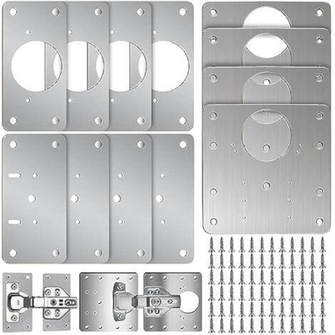 CCYKXA 12 Pieces Door Hinge Repair Plate with Screws, Furniture Hinge Repair Kit, Hinge Side Plate Repair Part, Cupboard Door Hinge Repair for Furniture Cabinets (1/5)