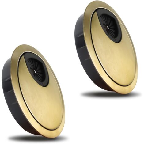 CCYKXA 60 mm Cable Grommet, 2 Pieces Metal Desk Cable Grommet, Bronze Color Desk Cable Grommet, Anti-rust and Anti-corrosion, for Office, Desks and Worktops (1/5)