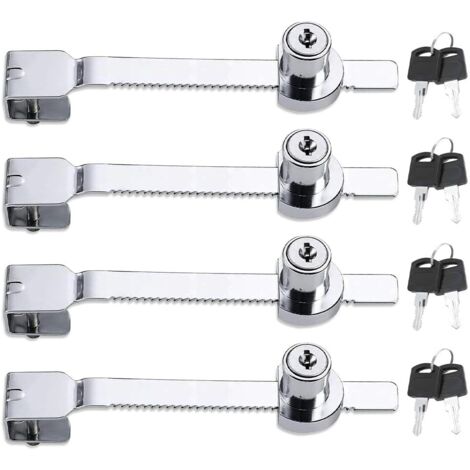 4pcs Sliding Glass Door Lock, Showcase Glass Door Lock, Ratchet Lock (1/5)