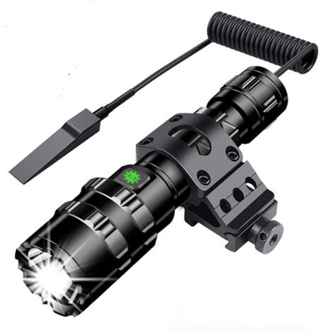 Tactical Flashlight 3000 Lumens Super Bright L2 LED Flashlight USB Rechargeable 5 Lighting Modes Picatinny Rail Mount & Pressure Switch for Outdoor Fishing [Energy Class A+++]