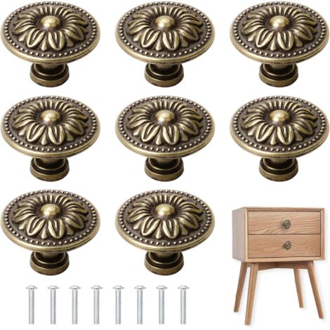 CCYKXA 8 Pcs Vintage Cabinet Knobs Antique Bronze Cupboard Wardrobe Furniture Pulls 30mm Diameter (1/5)