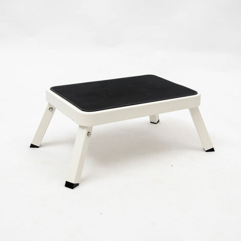 Stepladder Folding stepladder, steel, with non-slip pad, load capacity 150 kg, unfolded dimensions 28 x 46 x 18 cm, white (1/5)