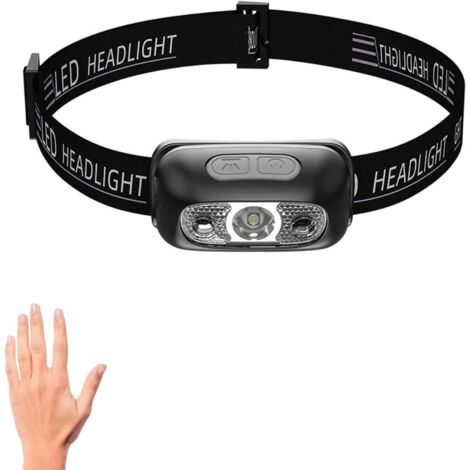 Powerful LED Headlamp with Motion Sensor, IPX6 Waterproof, 4 Lighting Modes, USB Rechargeable Professional Headlamp, Headlamp Accessory for Fishing, Camping, Running, Cycling (1/5)